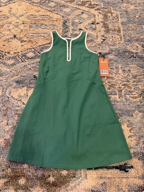 Girlfriend collective Sleeveless A-Line active tennis Dress with White Trim